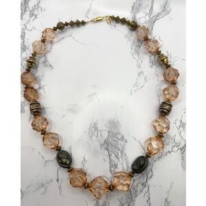 ME‎ Makeover Essentials Roman Cameo Peach Faceted Bead Necklace 22"
